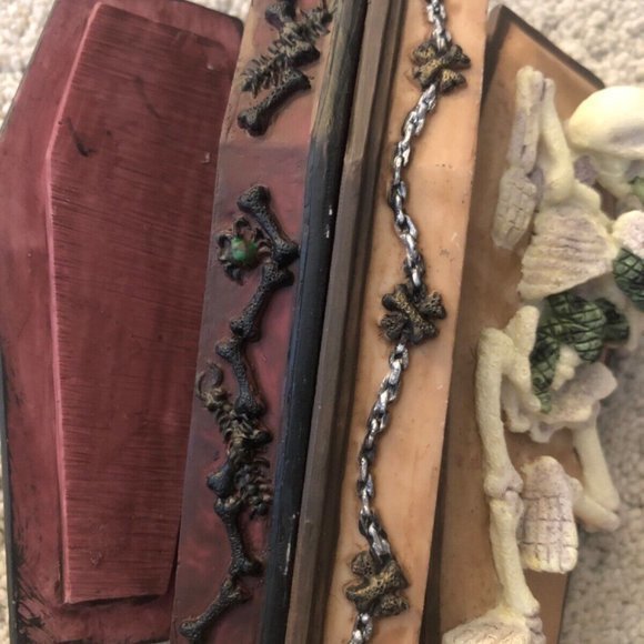 Halloween Gothic Goth‎ Skeleton Coffin Casket Trinket Ring Box Set (2) New - Picture 7 of 12